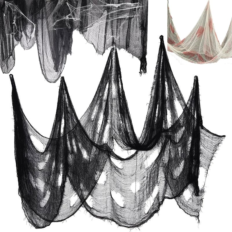นำเข้าของตกแต่งเทศกาล — Halloween Prop Black Gauze Vault Escape Party ธีมชุดตกแต่งความหวาดกลัวจี้เดรส Mudra Gauze