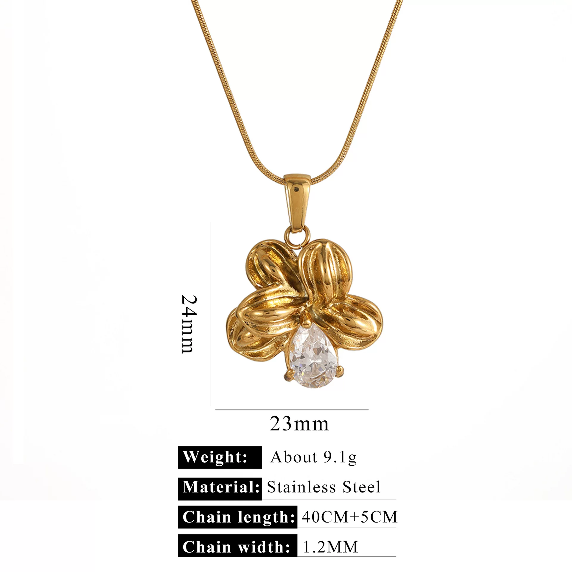 นำเข้าเครื่องประดับ — สแตนเลสทอง 18k 40 + 5 สร้อยคอสร้อยคอจี้มุกเทียมดาวห้าแฉกโบว์โซ่รักของขวัญ