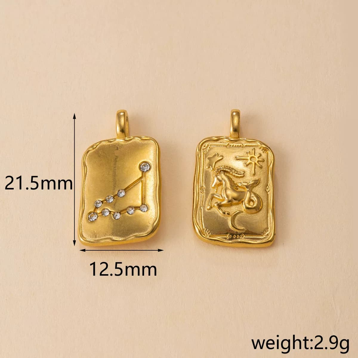 นำเข้าเครื่องประดับ — สิบสองราศีจี้สแตนเลส 18K Gold Platedหล่ออุปกรณ์เสริมยุโรปและอเมริกายอดนิยมDIYสร้อยคอเครื่องประดับขายส่ง