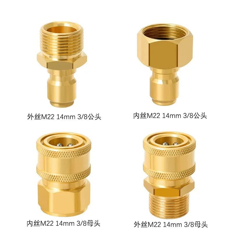 นำเข้าอุปกรณ์ล้างรถ — Cross-border ขายส่งปืนฉีดน้ำแรงดันสูง Quick Connector M22-15MM รถเครื่องซักผ้าน้ำท่อทำความสะอาดเครื่อง Conversion Joint ทองแดง