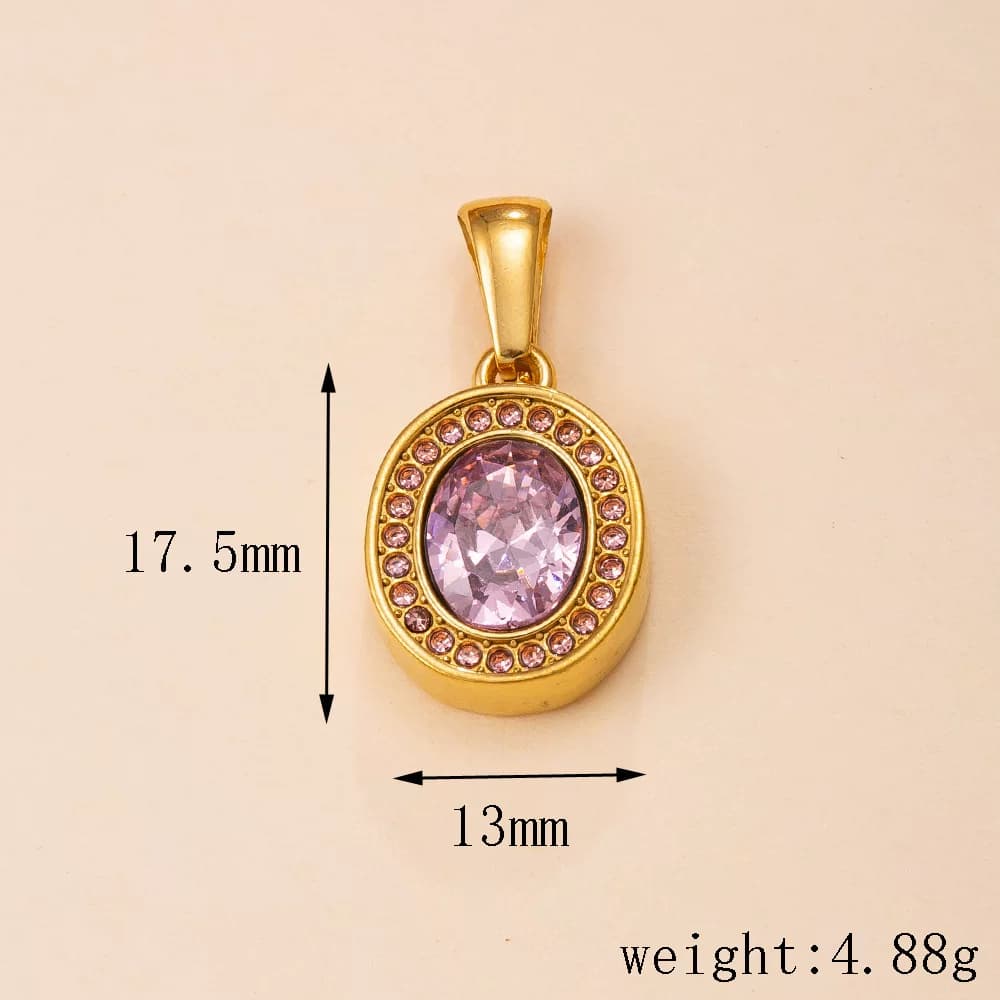 นำเข้าเครื่องประดับ — Cross-border สแตนเลสรูปไข่จี้ผู้หญิงสร้อยคอ 18 K Gold Plated ไม่ซีดจางเพทายฝัง DIY เครื่องประดับอุปกรณ์เสริมขายส่ง
