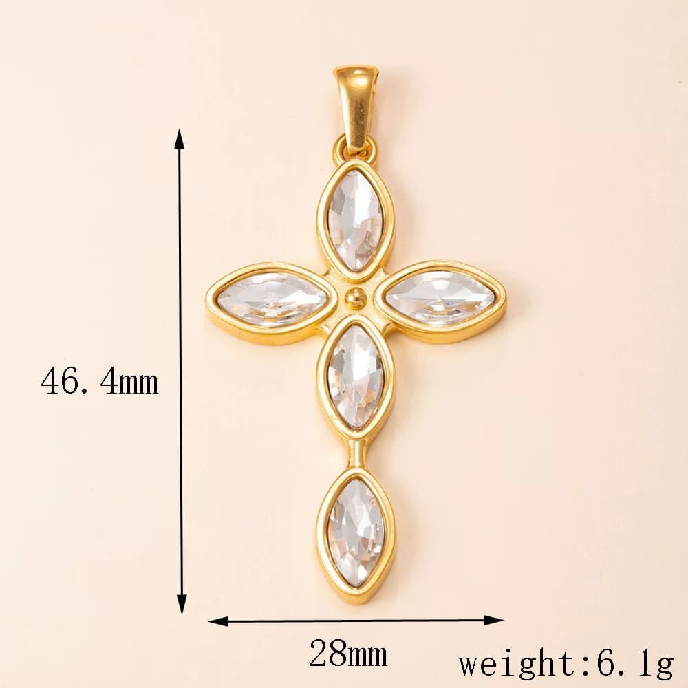 นำเข้าเครื่องประดับ — ยุโรปและอเมริกา Cross-border สแตนเลสสตีล Marquise zircon เพชรเต็ม 18 K Gold-Plated สุภาพสตรีจี้ DIY เครื่องประดับอุปกรณ์เสริม