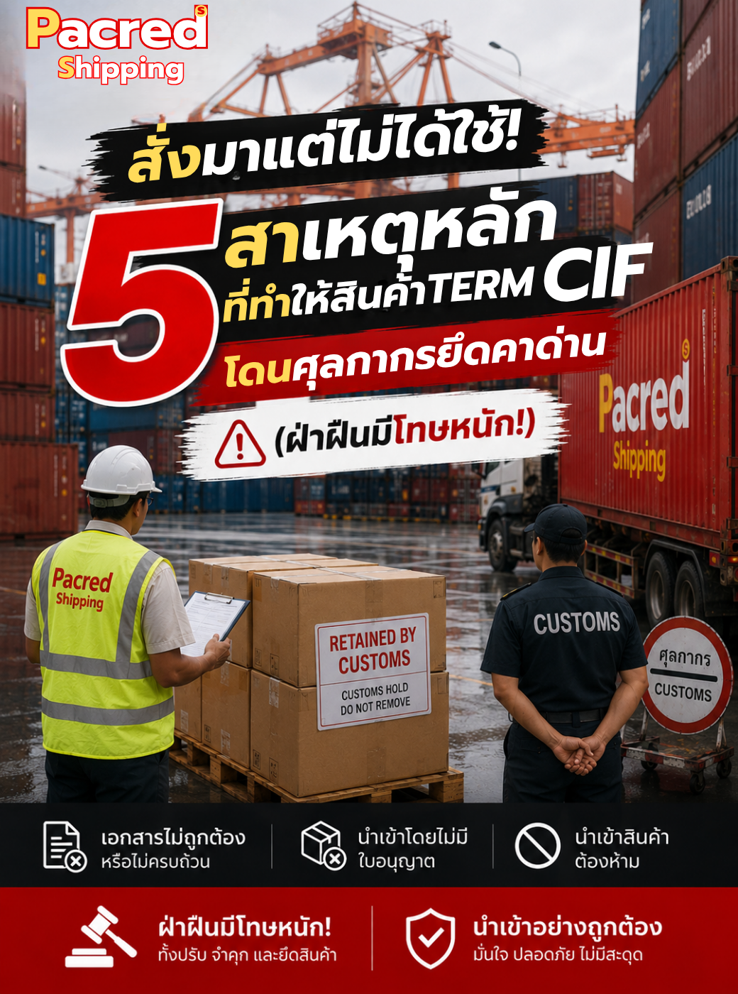 5 สาเหตุหลักที่ทำให้สินค้าเทอม CIF โดนศุลกากรยึดคาด่าน